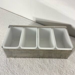 Vintage Stainless Steel Condiment Dispenser W 4 Removable Plastic Compartments